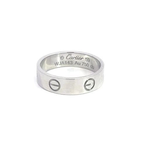 CARTIER LOVE GOLD RING 18K WHITE SCREW MOTIFS WIDE BAND SIZE 59: CARTIER LOVE GOLD RING 18K WHITE SCREW MOTIFS WIDE BAND SIZE 59 This elegant classic Cartier band is from the Love Collection, it is from 18k white gold show off a sophisticated and luxurious piece of