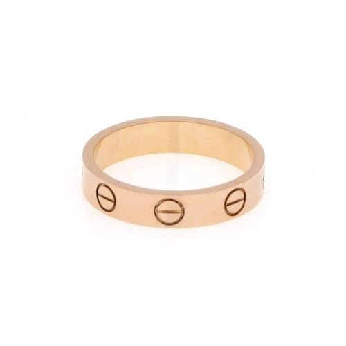 CARTIER MINI LOVE 18K ROSE GOLD 3.5MM BAND RING SIZE 48-US 4.5 W/CERT: CARTIER MINI LOVE 18K ROSE GOLD 3.5MM BAND RING SIZE 48-US 4.5 W/CERT Cartier Mini Love 18k Rose Gold 3.5mm Band Ring Size 48-US 4.5 w/Cert Description This is an authentic band ring by Cartier, this 