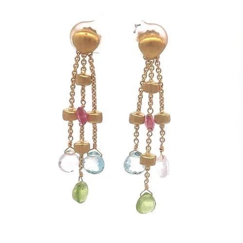 MARCO BICEGO PARADISE GOLD EARRINGS GEMSTONE 18K YELLOW DANGLE STYLE (1 of 2)