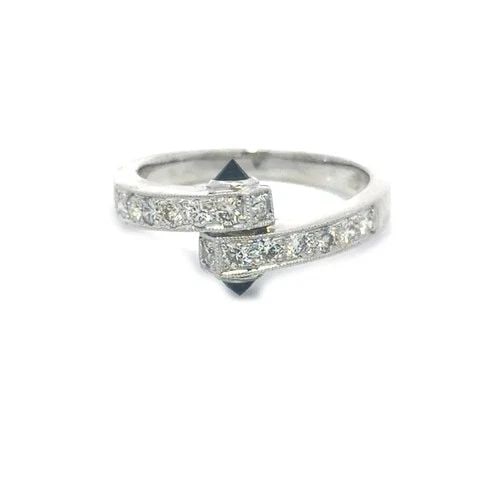 DIAMOND GOLD BYPASS RING 18K WHITE GEMSTONE MILGRAIN BORDER STYLE: DIAMOND GOLD BYPASS RING 18K WHITE GEMSTONE MILGRAIN BORDER STYLE The diamond and gold Bypass Ring is a lovely piece of fine jewelry crafted with an 18k white gold. The ring features a bypass style on