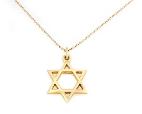 TIFFANY & CO. STAR OF DAVID PENDANT NECKLACE IN 18K YELLOW GOLD ITALY (1 of 2)