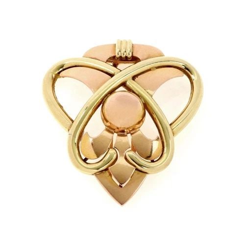 DESIGNER VINTAGE 14K ROSE & YELLOW GOLD FANCY LOVE KNOT BROOCH (1 of 2)