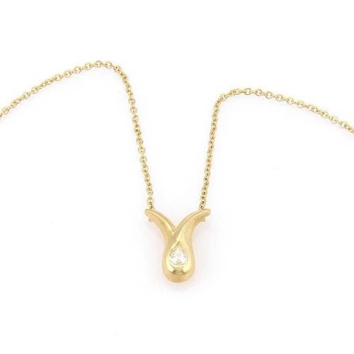 TIFFANY & CO. DIAMOND NECKLACE IN 18K YELLOW GOLD SOLITAIRE PEAR PENDANT: TIFFANY & CO. DIAMOND NECKLACE IN 18K YELLOW GOLD SOLITAIRE PEAR PENDANT This Tiffany & Co. Diamond Necklace in 18k Yellow Gold is a stunning piece of fine jewelry featuring a pear-shaped white diamon