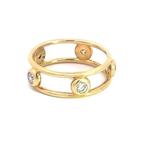 TIFFANY & CO. BY THE YARD DIAMOND RING ELSA PERETTI 18K YELLOW GOLD BAND SIZE 4: TIFFANY & CO. BY THE YARD DIAMOND RING ELSA PERETTI 18K YELLOW GOLD BAND SIZE 4 This lovely authentic band is from Tiffany & Co. by designer Elsa Peretti from her Diamond by the Yard Collection. The 1