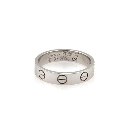 CARTIER MINI LOVE PLATINUM 3.5MM WIDE BAND RING SIZE 47-US 4 (1 of 2)