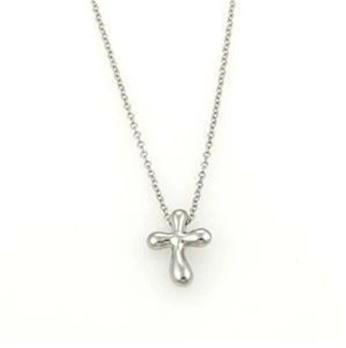 TIFFANY & CO. PERETTI MINI CROSS PENDANT PLATINUM CHAIN NECKLACE: Tiffany & Co. Peretti Platinum Mini Cross Pendant & Chain Necklace Description An elegant authentic necklace by Tiffany & Co. from designer Elsa Peretti, it is well crafted from platinum with a fine p