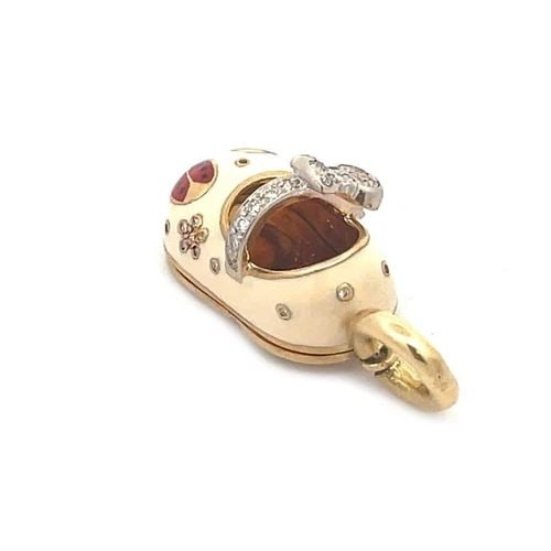 AARON BASHA SHOE CHARM DIAMOND ENAMEL 18K GOLD LADY BUG: AARON BASHA SHOE CHARM DIAMOND ENAMEL 18K GOLD LADY BUG This adorable authentic baby shoe charm is by Aaron Basha, it is crafted from 18k yellow and white gold with a polished finish featuring the ent