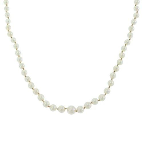 MIKIMOTO PEARLS STERLING GRADUATED SILVER CLASP SINGLE STRAND NECKLACE (1 of 2)