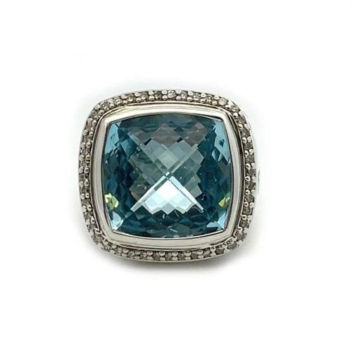 DAVID YURMAN RING ALBION DIAMOND BLUE GEMSTONE STERLING SILVER: DAVID YURMAN RING ALBION DIAMOND BLUE GEMSTONE STERLING SILVER The David Yurman Albion Diamond Blue Gemstone Sterling Silver Ring is a stunning piece of fine jewelry designed for women. This particula