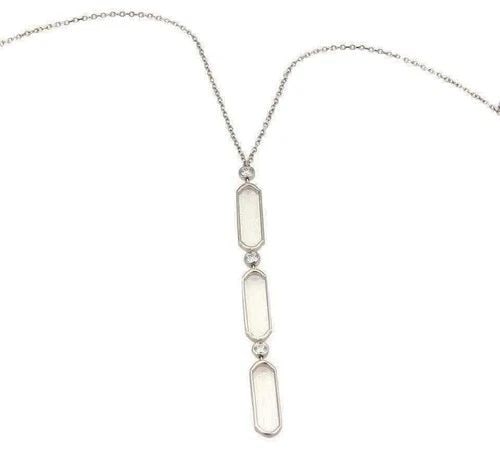 TIFFANY & CO. 3 TIER GOLD NECKLACE DIAMOND 18K WHITE PENDANT: TIFFANY & CO. 3 TIER GOLD NECKLACE DIAMOND 18K WHITE PENDANT The Tiffany & Co. 3 Tier Gold Necklace features a beautiful long pendant set in 18k white gold. The necklace is signed by Tiffany & Co. and