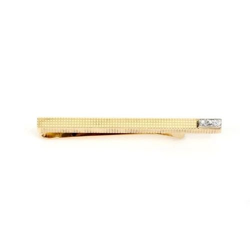 VINTAGE FRENCH CUT DIAMOND 13K YELLOW GOLD WAFFLE TIE CLIP: VINTAGE FRENCH CUT DIAMOND 13K YELLOW GOLD WAFFLE TIE CLIP Vintage French Cut Diamond 13k Yellow Gold Waffle Tie Clip Description This is a vintage tie clip crafted from 13k yellow gold with a texture