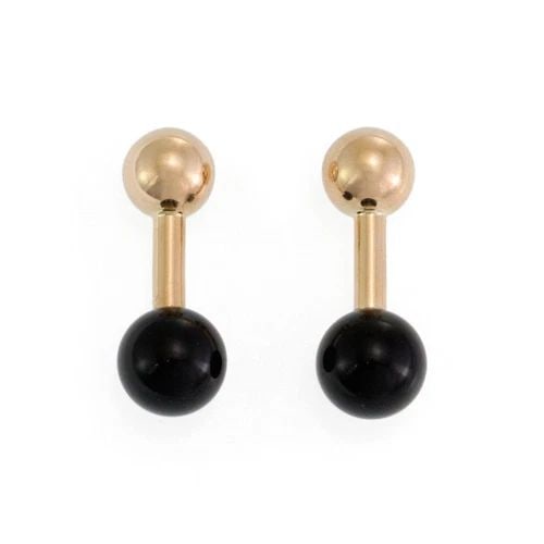 TIFFANY & CO. BALL CUFFLINKS VINTAGE ONYX 14K YELLOW GOLD (1 of 2)