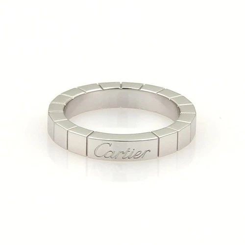 CARTIER LANIERES RING 18K WHITE GOLD 3MM BAND SIZE EU 47-US 4: CARTIER LANIERES RING 18K WHITE GOLD 3MM BAND SIZE EU 47-US 4 This authentic Cartier ring is well crafted in 18k white gold from Cartier's Lanieres Collection in a fine polished finish with the small 