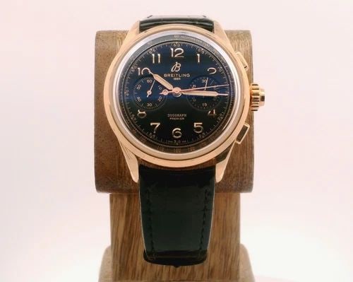 BREITLING PREMIER B15 DUOGRAPH 42MM BLACK DIAL 18K RED GOLD WATCH W/ BOX RB1510 (1 of 2)