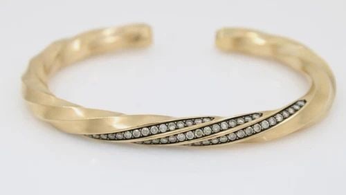 DAVID YURMAN 18K ROSE GOLD NATURAL DIAMOND 8MM CABLE CUFF BRACELET 7" - 55.2 GR (1 of 2)