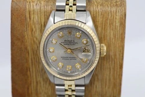 1979 ROLEX DATEJUST TWO-TONE 26MM GREY JUBILEE COMPUTER DIAMOND DIAL WATCH 6917: 1979 ROLEX DATEJUST TWO-TONE 26MM GREY JUBILEE COMPUTER DIAMOND DIAL WATCH 6917 Description 1979 Rolex Datejust Two-Tone 26mm Grey Jubilee Computer Diamond Dial Watch The watch has been used previousl