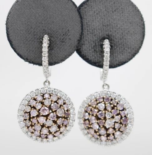 18K WHITE GOLD 2.82 TCW NATURAL PINK DIAMOND & WHITE DIAMOND DANGLE EARRINGS (1 of 2)