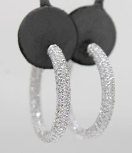 SONIA B. BITTON 18K WHITE GOLD 5.5 TCW NATURAL DIAMOND INSIDE OUT HOOP EARRINGS (1 of 2)