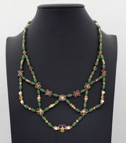 VINTAGE IGOR CARL FABERGÉ 18K YELLOW GOLD THE JEWELS OF SPRING JADE NECKLACE COA (1 of 2)