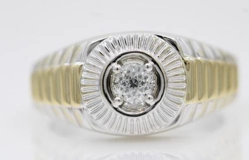 CROWN OF LIGHT 14K TWO TONE 0.70CT NATURAL DIAMOND ROLEX RING SIZE 13 - 14.4 GR (1 of 2)