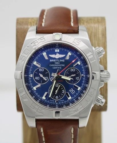 BREITLING CHRONOMAT AUTOMATIC CHRONOGRAPH 44MM BLUE DIAL MEN'S WATCH AB0110 (1 of 2)