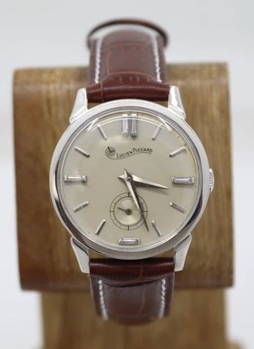 LUCIEN PICCARD PALLADIUM 32.5MM DIAMOND DIAL WATCH W/ LEATHER BAND G27162 (1 of 2)