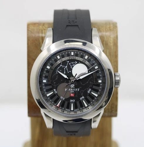 PERRELET FULL MOON PHASE 44 MM DATE DIAL TITANIUM WATCH W/ BOX & PAPERS A5000/2 (1 of 2)