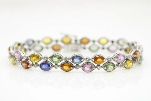 SONIA B. BITTON 18K WHITE GOLD MULTI GEMSTONES & DIAMONDS TENNIS BRACELET: SONIA B. BITTON 18K WHITE GOLD MULTI GEMSTONES & DIAMONDS TENNIS BRACELET SONIA B. BITTON 18K WHITE GOLD MULTI GEMSTONES & DIAMONDS TENNIS BRACELET Description Sonia B. Bitton 18K White Gold Multi Gem