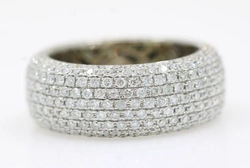 18K WHITE GOLD 1.50 TCW NATURAL DIAMOND PAVE 8MM BAND RING SIZE 7.5 - 10.1 GRAMS (1 of 2)