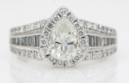 JANE SEYMORE JWBR 14K WHITE GOLD 2.75 TCW NATURAL DIAMOND PEAR ENGAGEMENT RING (1 of 2)