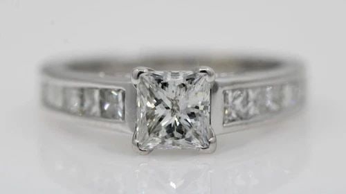 14K WHITE GOLD 2.25 TCW NATURAL PRINCESS CUT DIAMOND ENGAGEMENT RING SIZE 6 (1 of 2)