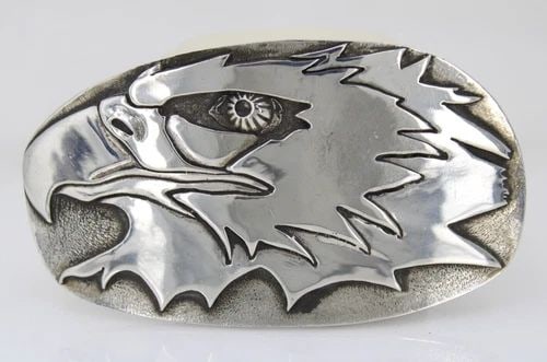 NATIVE AMERICAN YAQUI DANNY ROMERO STERLING SILVER 4" BELT BUCKLE - 160.4 GRAMS (1 of 2)