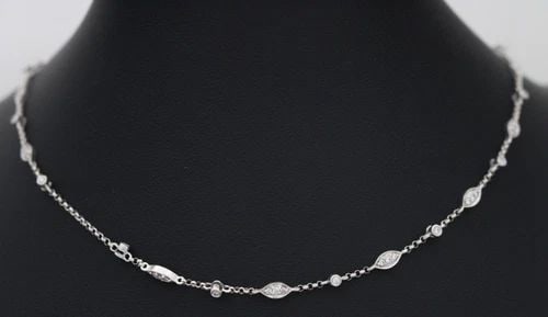 SONIA B. BITTON 18K WHITE GOLD 0.85 TCW NATURAL DIAMOND 16" NECKLACE 8.5GR (1 of 2)
