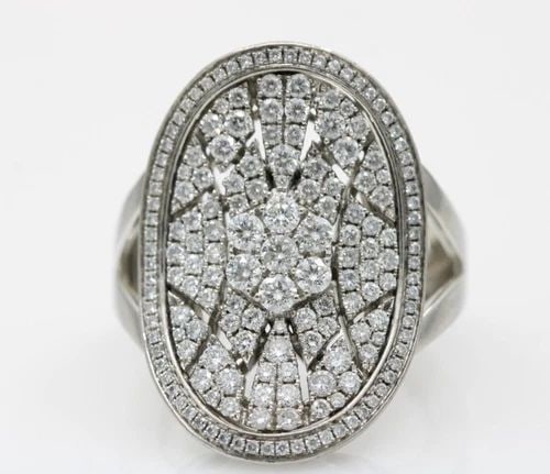 VINTAGE 14K WHITE GOLD 2.58 TCW NATURAL DIAMOND COCKTAIL RING SIZE 7 - 10.8 GR: VINTAGE 14K WHITE GOLD 2.58 TCW NATURAL DIAMOND COCKTAIL RING SIZE 7 - 10.8 GR VINTAGE 14K WHITE GOLD 2.58 TCW NATURAL DIAMOND COCKTAIL RING SIZE 7 - 10.8 GR Description Vintage 14k White Gold 2.58 tc