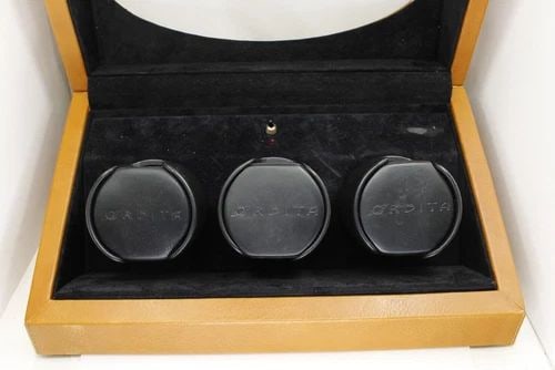 ORBITA CORPORATION BROWN LEATHER TRIPLE UNIT PROGRAMMABLE WATCH WINDER (1 of 2)