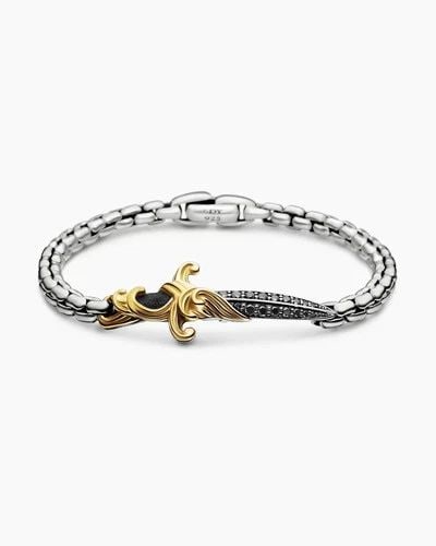 DAVID YURMAN STERLING SILVER & 18K GOLD WAVES DAGGER PAVE BLACK DIAMOND BRACELET: DAVID YURMAN STERLING SILVER & 18K GOLD WAVES DAGGER PAVE BLACK DIAMOND BRACELET Description David Yurman Sterling Silver & 18k Gold Waves Dagger Pave Black Diamond Bracelet ***Stock Image #1-3*** Bra