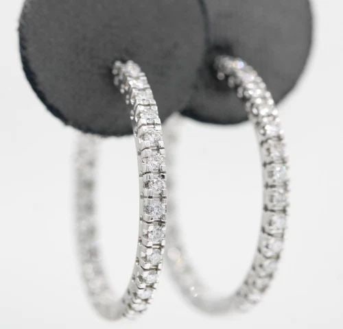 SONIA B. BITTON 14K WHITE GOLD 1.5 TCW DIAMOND INSIDE/OUTSIDE HOOP EARRINGS (1 of 2)