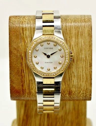 CONCORD MARINER 18K GOLD & STAINLESS 26 MM MOP DIAL DIAMOND BEZEL WATCH 0311396 (1 of 2)