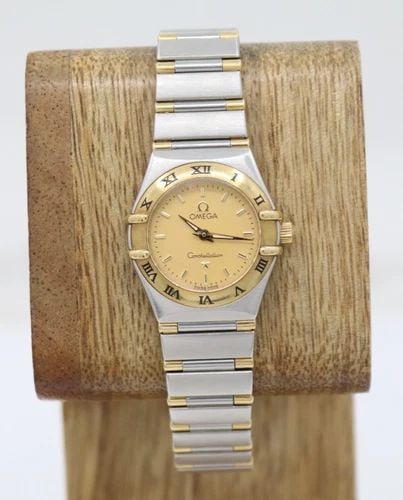 OMEGA CONSTELLATION TWO TONE 23MM GOLD DIAL QUARTZ WOMEN'S WATCH 1372.10 (1 of 2)