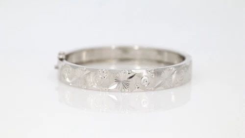VINTAGE PLATINUM AND PALLADIUM HINGED BANGLE BRACELET WRIST 6.5" (1 of 2)