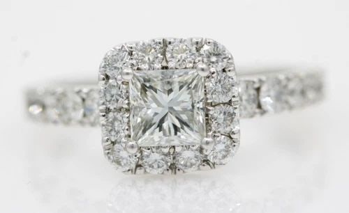 NEIL LANE 14K WHITE GOLD 1.6 TCW NATURAL DIAMOND PRINCESS CUT ENGAGEMENT RING (1 of 2)