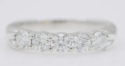 18K WHITE GOLD 1.1 TCW NATURAL DIAMOND 5 STONE ENGAGEMENT RING SIZE 7 - 4.7 G (1 of 2)