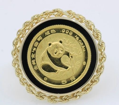 1988 1/20 OZ .999 GOLD CHINESE PANDA COIN IN 14K GOLD RING SIZE 6.5 -6.3GR (1 of 2)