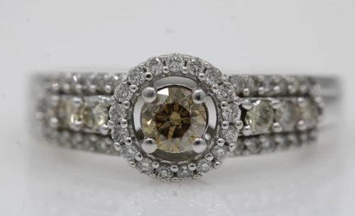 LEVIAN 14K WHITE GOLD 0.75 TCW CHOCOLATE & VANILLA HALO DIAMOND ENGAGEMENT RING: LEVIAN 14K WHITE GOLD 0.75 TCW CHOCOLATE & VANILLA HALO DIAMOND ENGAGEMENT RING LEVIAN 14K WHITE GOLD 0.75 TCW CHOCOLATE & VANILLA HALO DIAMOND ENGAGEMENT RING Description LeVian 14k White Gold 0.75 t