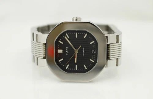 CLERC CHRONOMETER STAINLESS 35MM BLACK DATE DIAL AUTOMATIC WATCH 9802 (1 of 2)