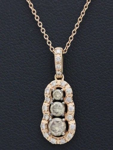 LEVIAN 14K ROSE GOLD NATURAL CHOCOLATE & WHITE DIAMOND PENDANT W/ 18" NECKLACE (1 of 2)