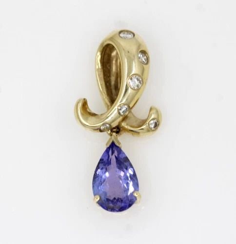 LEVIAN 14K YELLOW GOLD BLUE TANZANITE & DIAMOND PENDANT 3.2 GRAMS (1 of 2)