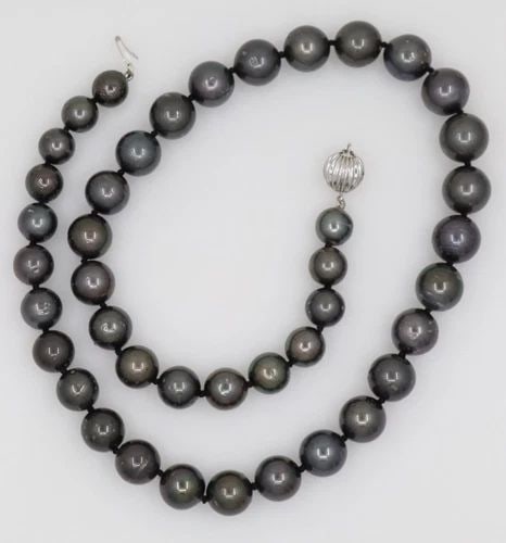 14K WHITE GOLD 8MM TO 11MM TAHITIAN SOUTH SEA PEARL NECKLACE 18" (1 of 2)