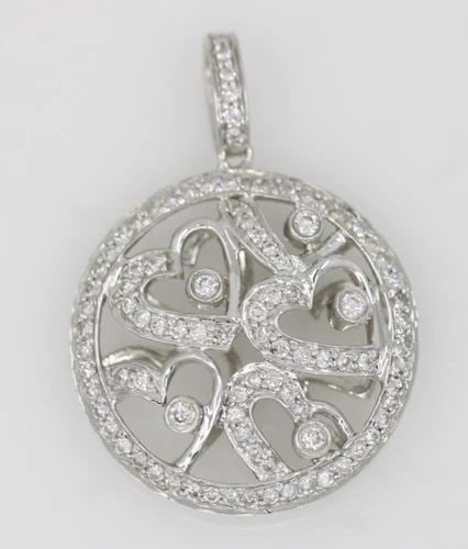 SONIA B. BITTON 18K WHITE GOLD NATURAL DIAMOND HEART CIRCLE PENDANT 1.1" ~ 3.6 G: SONIA B. BITTON 18K WHITE GOLD NATURAL DIAMOND HEART CIRCLE PENDANT 1.1" ~ 3.6 G Description Sonia B. Bitton 18K White Gold Natural Diamond Heart Circle Pendant Pendant is in good condition. May show 