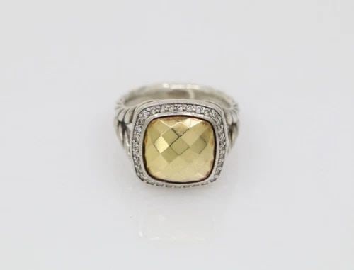 DAVID YURMAN STERLING SILVER & 18K YELLOW GOLD DOMED DIAMOND ALBION RING (1 of 2)